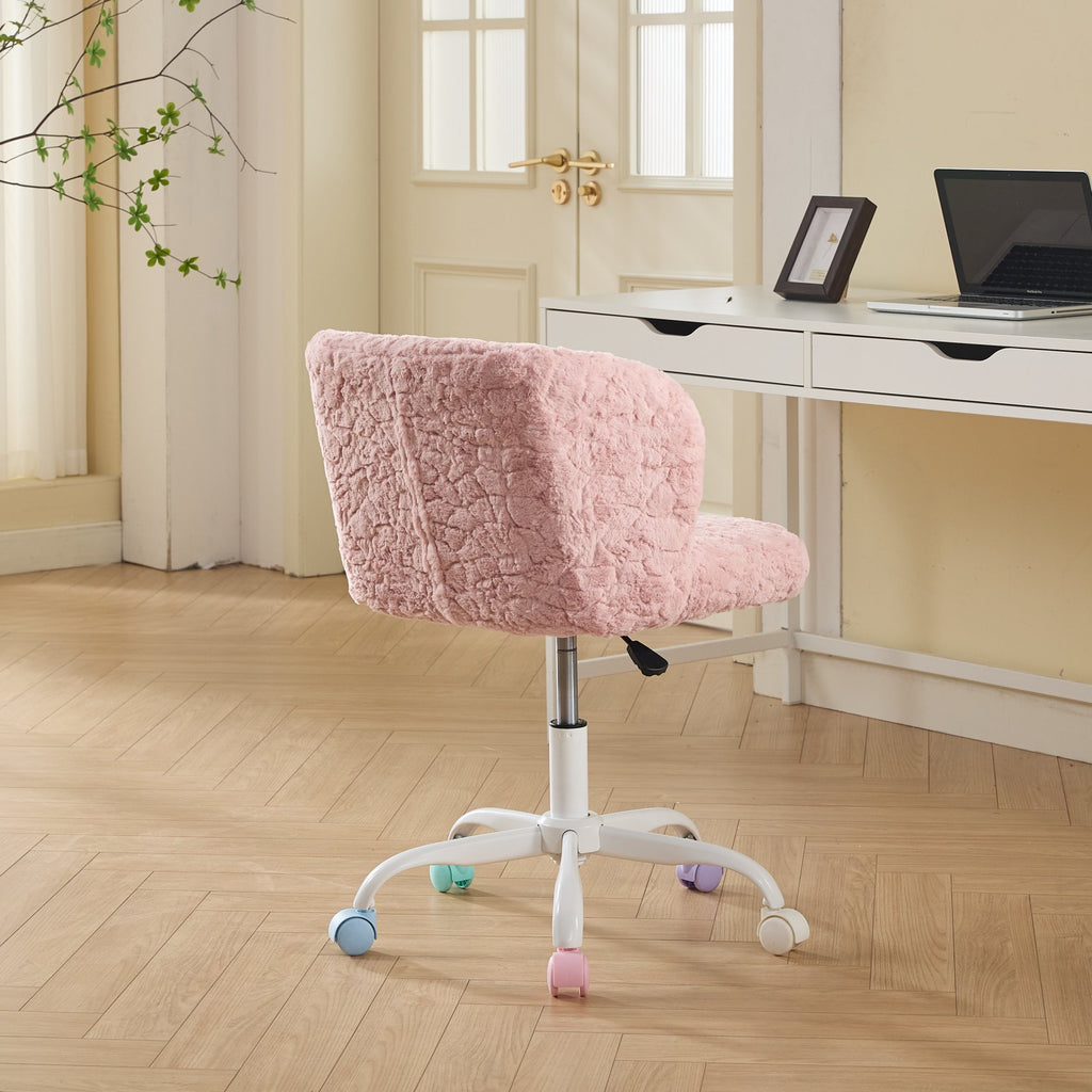 A&A Furniture Office Chair,Artificial rabbit hair Home Office Chair with Metal Base,Adjustable Desk Chair Swivel Office Chair