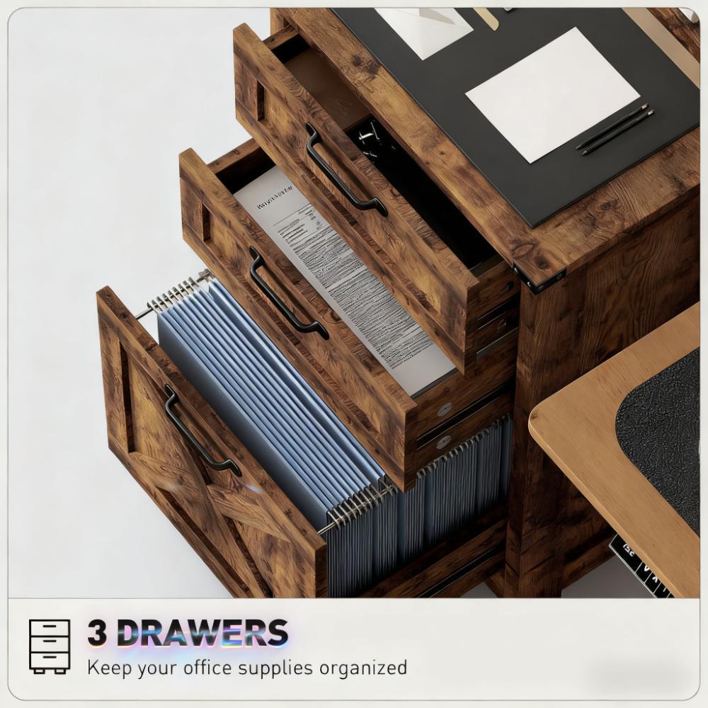Office Storage Cabinet,Vertical File Cabinet with 3 Drawers,For Home and Office - Grand Goldman