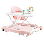 Stylish 5-in-1 Baby Walker, Folding Baby Activity Center on Wheels, Height Adjustable Rocker Bouncer Walker with Comfortable 