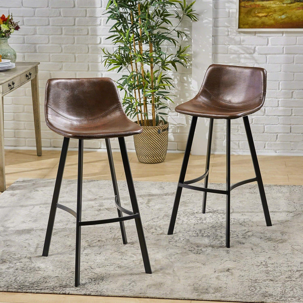 Set of 2 30' Dax Faux Leather Barstool Brown - Grand Goldman Shop