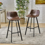 Set of 2 30' Dax Faux Leather Barstool Brown - Grand Goldman Shop