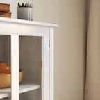 Buffet storage cabinet with double glass doors and unique bell handle - Grand Goldman Shop