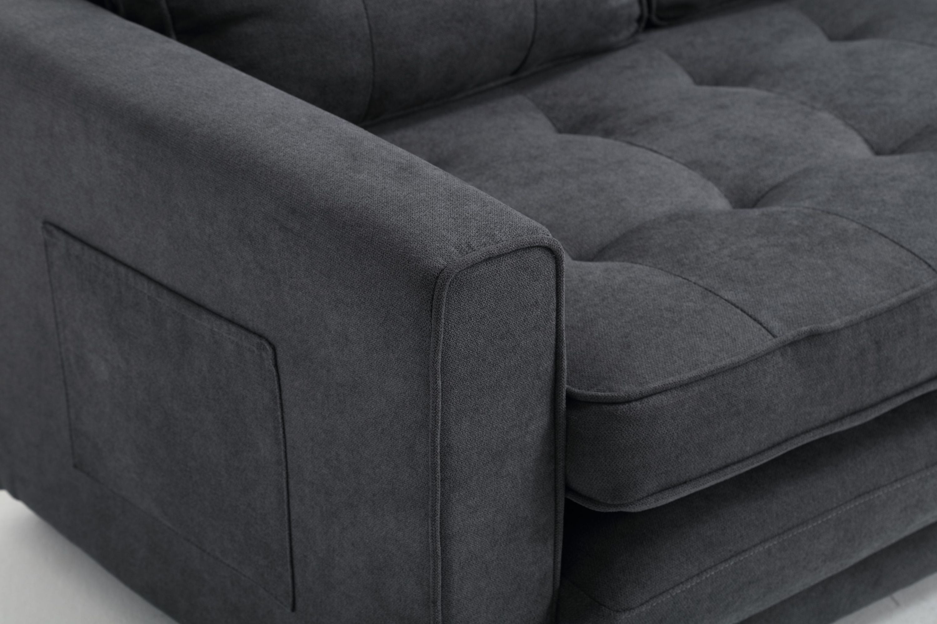 3 Fold Sofa,Convertible Futon Couch sleeper sofabed,Space saving loveseat,Pull Out Couch Bed for Living Room,Dark Gray & Light Gray & Beige,Velvet linen fabric - Grand Goldman Shop