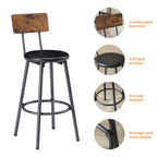 Long Bar Table Set with 3 PU Upholstered Bar Stools, Industrial Bar Table and Chairs for Kitchen Breakfast Table, Living Room, Banquet Hall, Rustic Brown and Black, 63″L x15.7'W x 37.5'H - Grand Goldman Shop