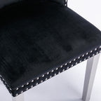 Nikki Collection Modern, High-end Tufted Solid Wood Contemporary Velvet Upholstered Dining Chair with Chrome Stainless Steel Plating Legs,Nailhead Trim,Set of 2,Black and Chrome, SW1701BK - Grand Goldman Shop