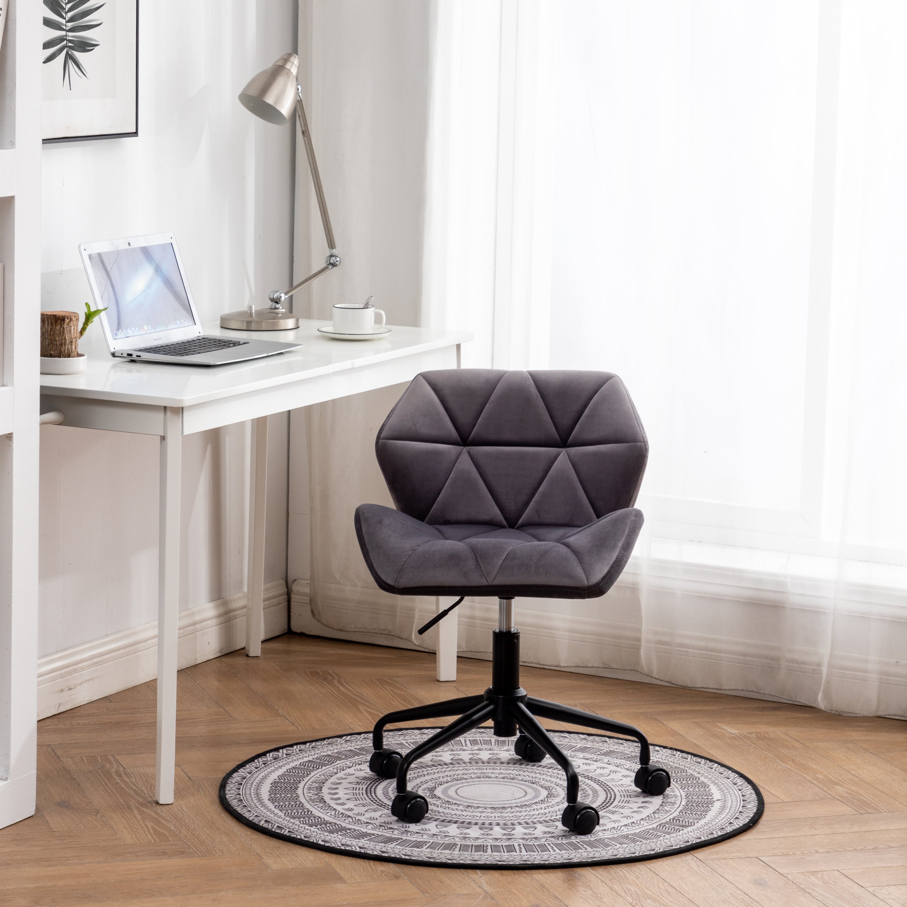 Eldon Diamond Tufted Adjustable Swivel Office Chair, Gray | Premium Home Decor - Grand Goldman