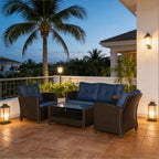 Garten-Ecksofa, 4-teiliges Outdoor-Möbelset, Outdoor-Sitzgruppe