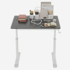 Adjustable Study Desk for Kids and Adults, Height-Adjustable Home Office Desk, White Frame with Gray Tabletop, 60cm x 80cm Co