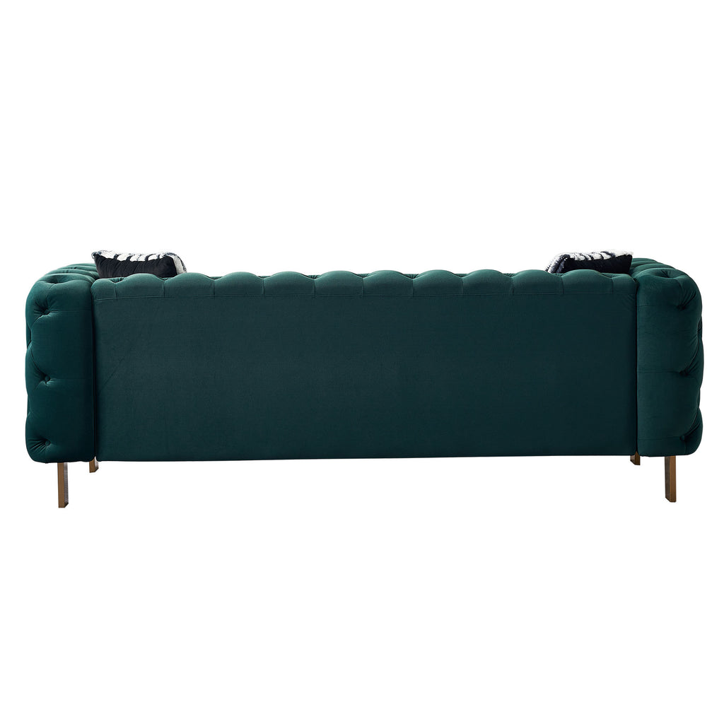 Chesterfield Modern Tufted Velvet Living Room Sofa, 84.25''W Couch,Green - Grand Goldman Shop