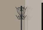 Coat Rack, Hall Tree, Free Standing, 8 Hooks, Entryway, 71'h, Umbrella Holder, Bedroom, Black Metal, Transitional - Grand Goldman Shop