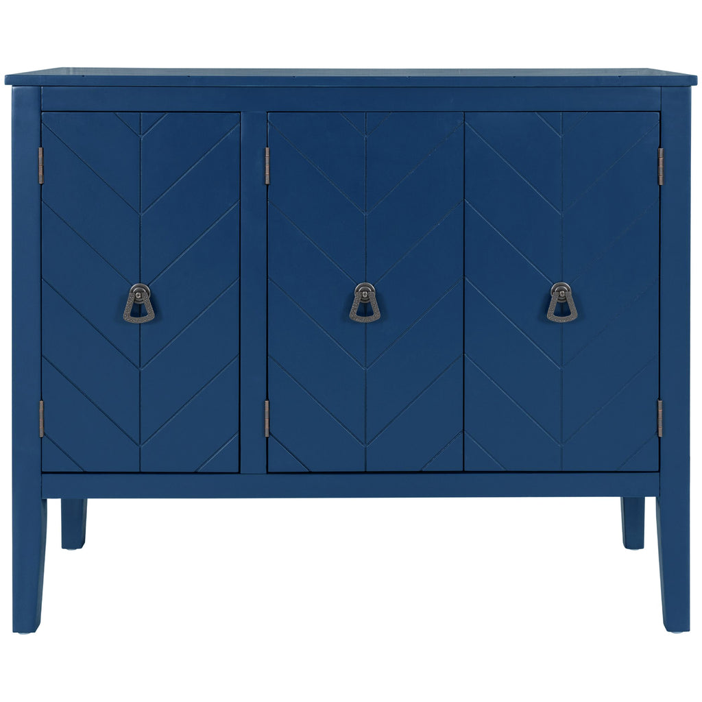 U_STYLE Adjustable Shelf Storage Sideboard with 3 Retro Metal Handles and 4 Pinewood Legs, for Entryway, Living Room, Study Room, Dining Room - Grand Goldman Shop