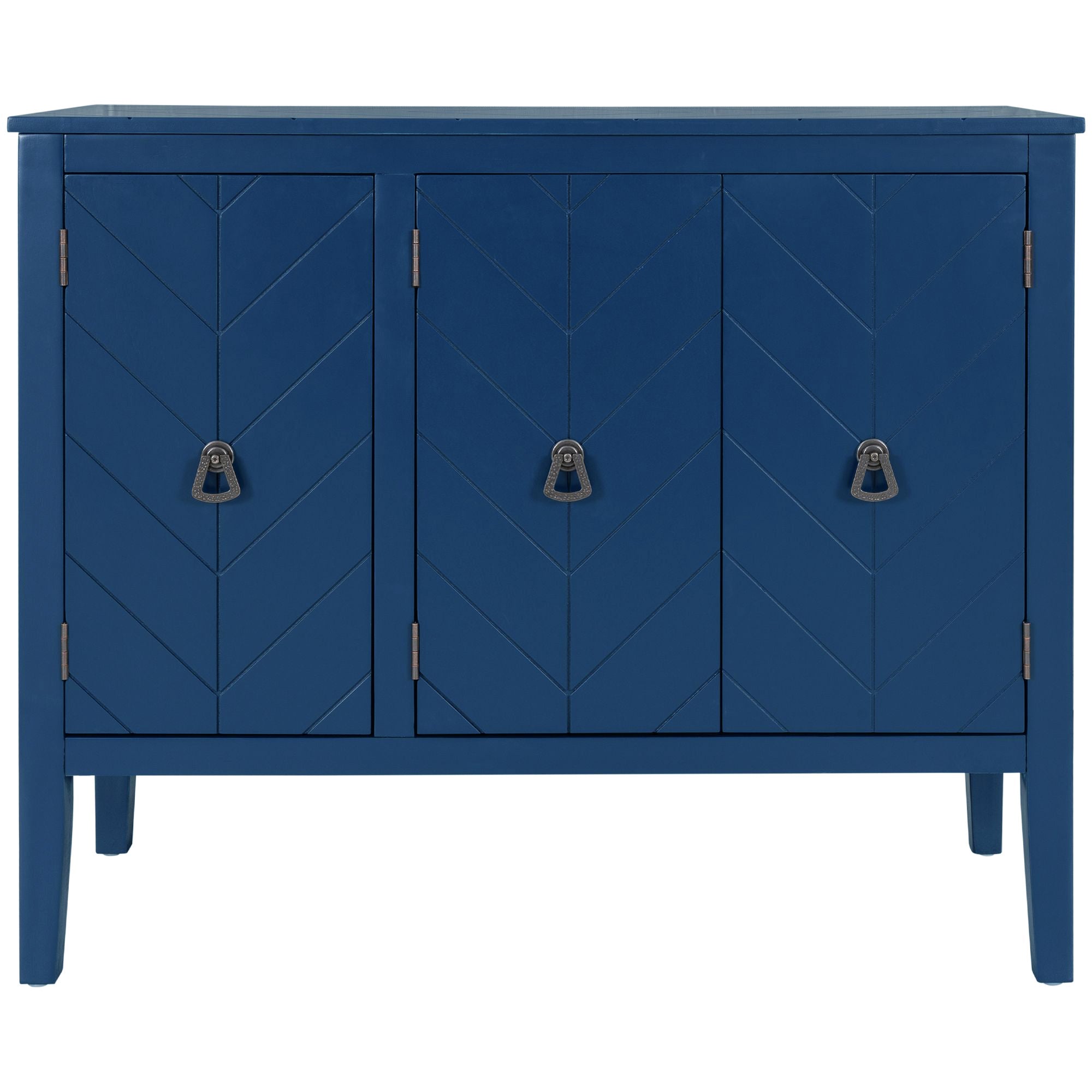 U_STYLE Adjustable Shelf Storage Sideboard with 3 Retro Metal Handles and 4 Pinewood Legs, for Entryway, Living Room, Study Room, Dining Room - Grand Goldman Shop