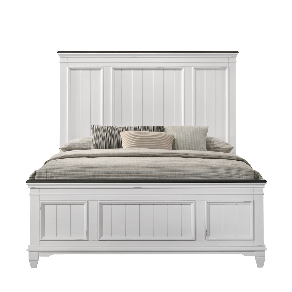 Clelane Wood Bedroom Set with Shiplap Panel Queen Bed, Dresser, Mirror, and Two Nightstands - Grand Goldman Shop