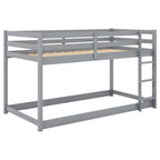 Gray Twin Over Twin Floor Bunk Bed with Ladder, Solid Pine Wood, 79.1''L x 42''W x 46.5''H - Grand Goldman Shop