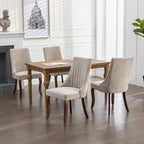 Rayon Cloth Flocking Linen Dining Chairs Channel Kitchen Dinner Chair Comfy Fabric Upholstered Accent Chair for Dining Room with Curved Solid Wood Legs,Set of 2 (Beige), SW1847BG - Grand Goldman Shop
