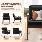 Mid-Century Modern Wingback Accent Chair with Solid Wood Frame and Extra-Thick Backrest – Lounge Chair for Living Room, Bedroom, or Reading Room - Grand Goldman Shop