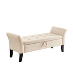 51.5' Bed Bench with Storage Beige Velvet - Grand Goldman Shop