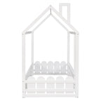 {Slats are not included}Twin Size Wood Bed House Bed Frame with Fence,for Kids,Teens, Girls,Boys {White}{OLD SKU:WF194274AAK} - Grand Goldman Shop