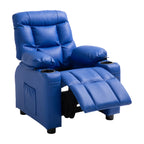 Kids Reclining Chair, Toddler Recliner with 2 Cup Holders and 4 Pockets, 107° to 126° Adjustable Back, Easy-to-Clean PU Leath