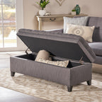 JULIANA Stylish Storage Ottoman with Extra Seating in Gray Fabric, 50x20.5x18.3 inches - Grand Goldman Shop