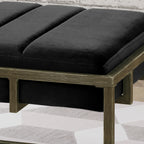 Upholstered Velvet Ottoman Bench with Brass Finish, Black - Grand Goldman Shop