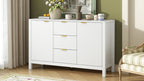 U_STYLE Sideboard with Wave Design - 3 Adjustable Shelves, 3 Drawers & Soft-Close Doors, Storage Console Table with Metal Handles, Suitable for Study, Hallway and Living Room, 3 Colors - Grand Goldman Shop