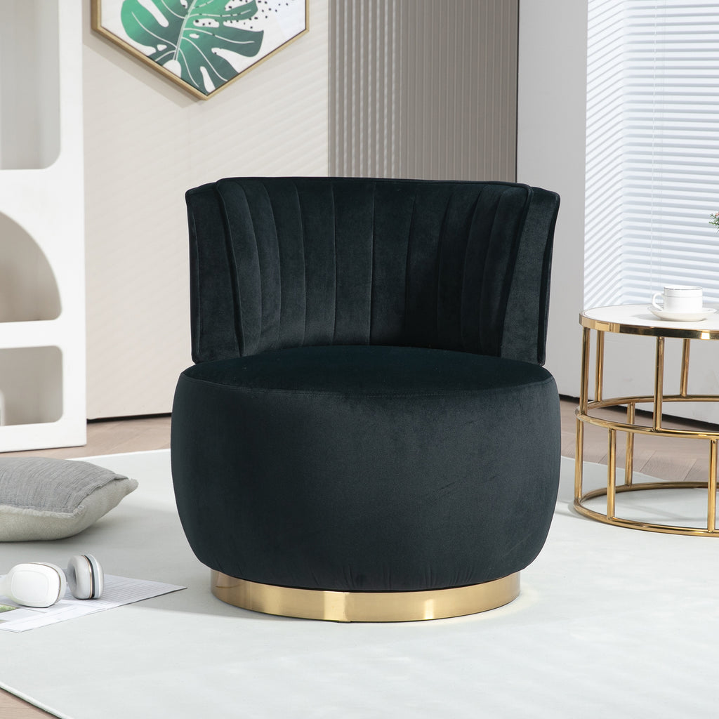 COOLMORE Swivel Barrel Chair, 360 Degree Round Armchair with Fluffy Velvet Upholstery for Living Room, Bedroom, Office - Grand Goldman Shop