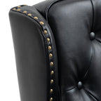 Modern Accent Armchair with Sturdy Wood Legs in Black PU Leather for Living Room or Bedroom - Grand Goldman Shop
