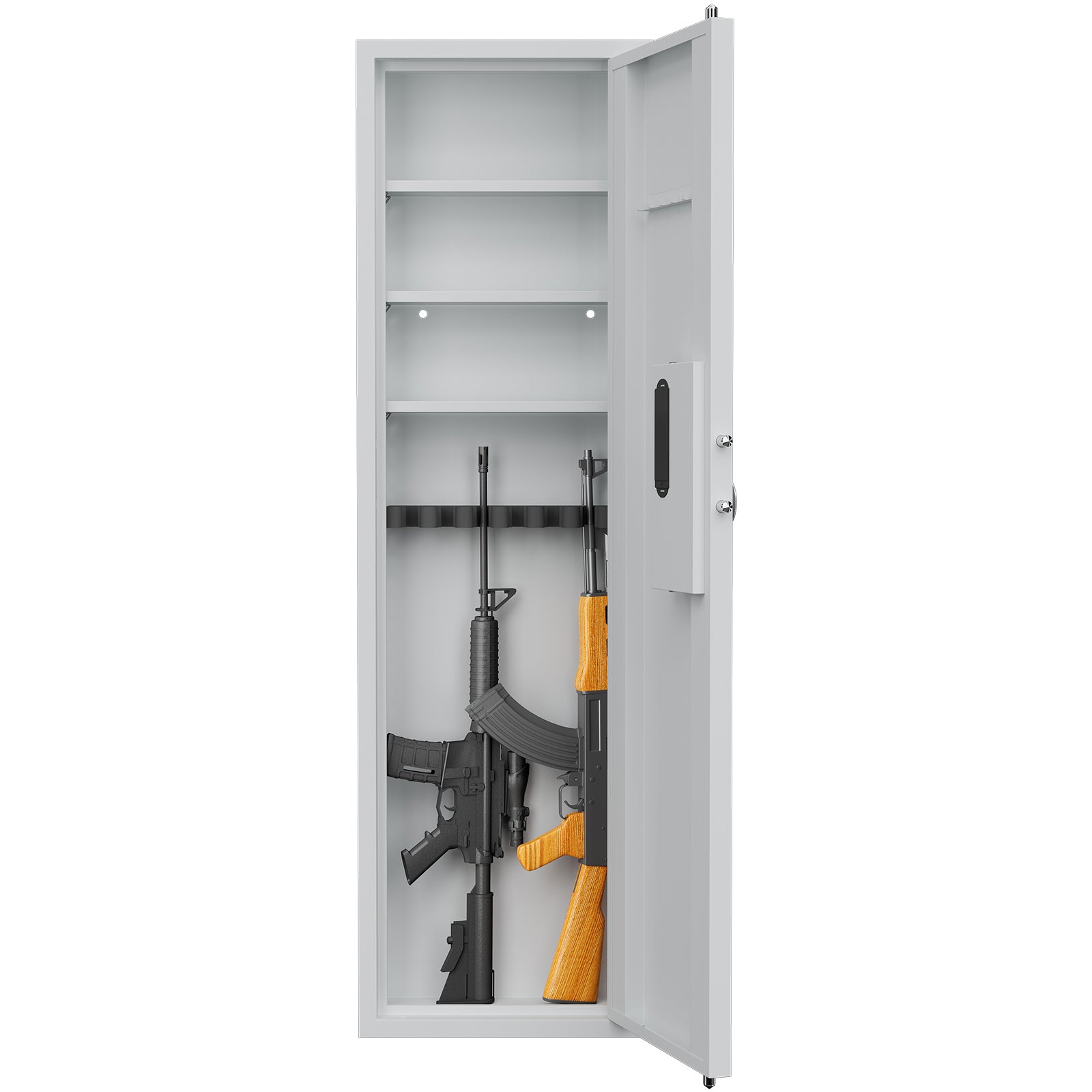 53' Fingerprint Touch Panel In-Wall Safe,Hidden Wall Gun Safe for Rifles with Adjustable Shelves,Assembled Storage Multifunct