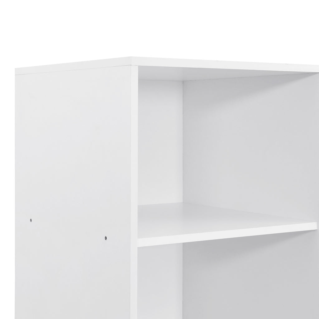 Doorless Wooden Storage Wardrobe for Dedroom with Shelves and 3 Drawers, White - Grand Goldman Shop