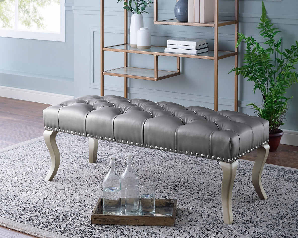 Decor Maxem Tufted FabricUpholstered Bench with Nailhead Trim - Grand Goldman Shop