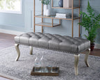 Decor Maxem Tufted FabricUpholstered Bench with Nailhead Trim - Grand Goldman Shop