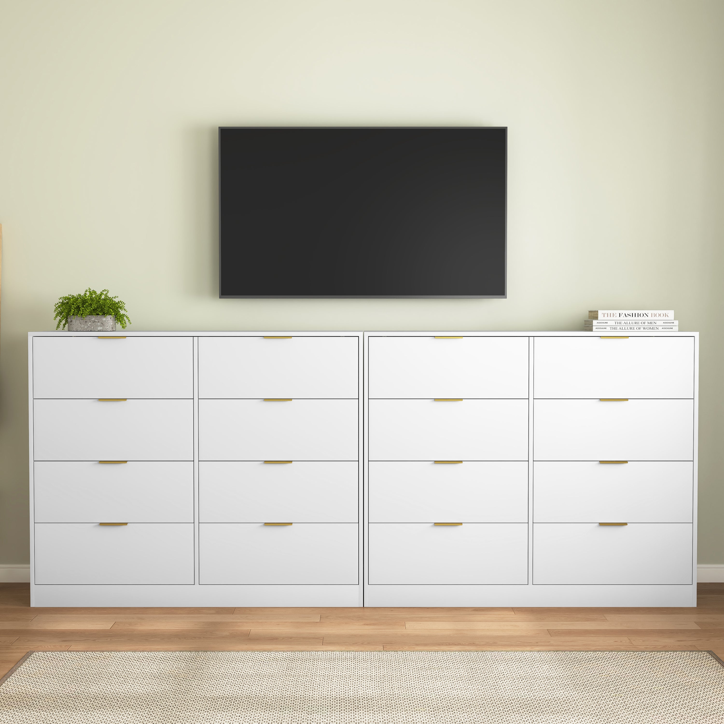 8 Drawers Dresser for Bedroom, Wood Bedroom Dresser Modern Drawer Chest, 8 Chest of Drawer, Tall Dresser for Closet, Dressers Organizer for Living Room, Closet, Hallway White - Grand Goldman Shop