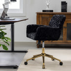 Stylish A&A Furniture Office Chair,Artificial rabbit hair Home Office Chair with Golden Metal Base,Adjustable Desk Chair Swiv