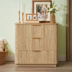 3 Drawers Drasser 2PCS, 27.6'' Wide Modern Chest of Drawers Curved wave Design,Nightstand,Wood Drawer Organizer for Bedroom, Living Room, Hallway, Oak,27.6''W x 15.8''D x 27.4''H. - Grand Goldman Shop