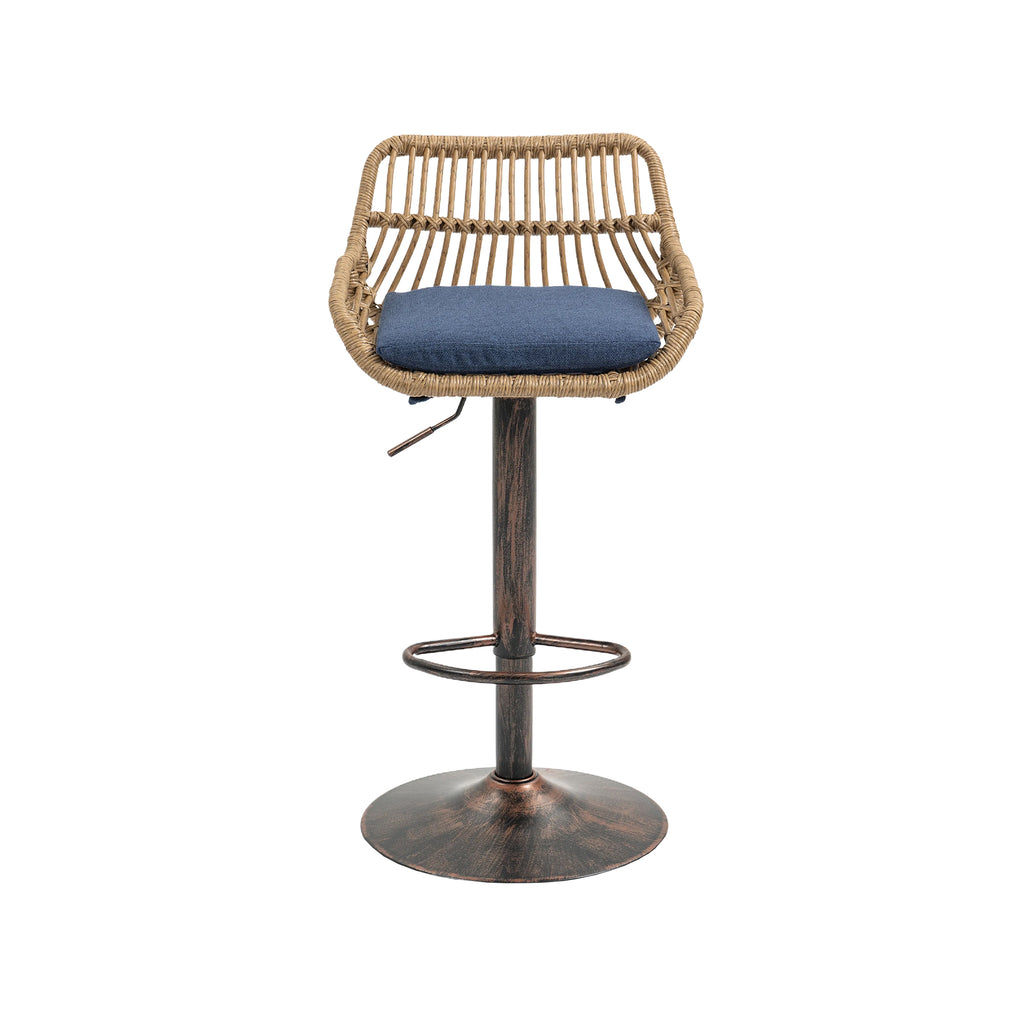 COOLMORE Modern Swivel Bar Stools Set of 2 Adjustable Counter Height Chairs with Footrest Blue Linen - Grand Goldman Shop