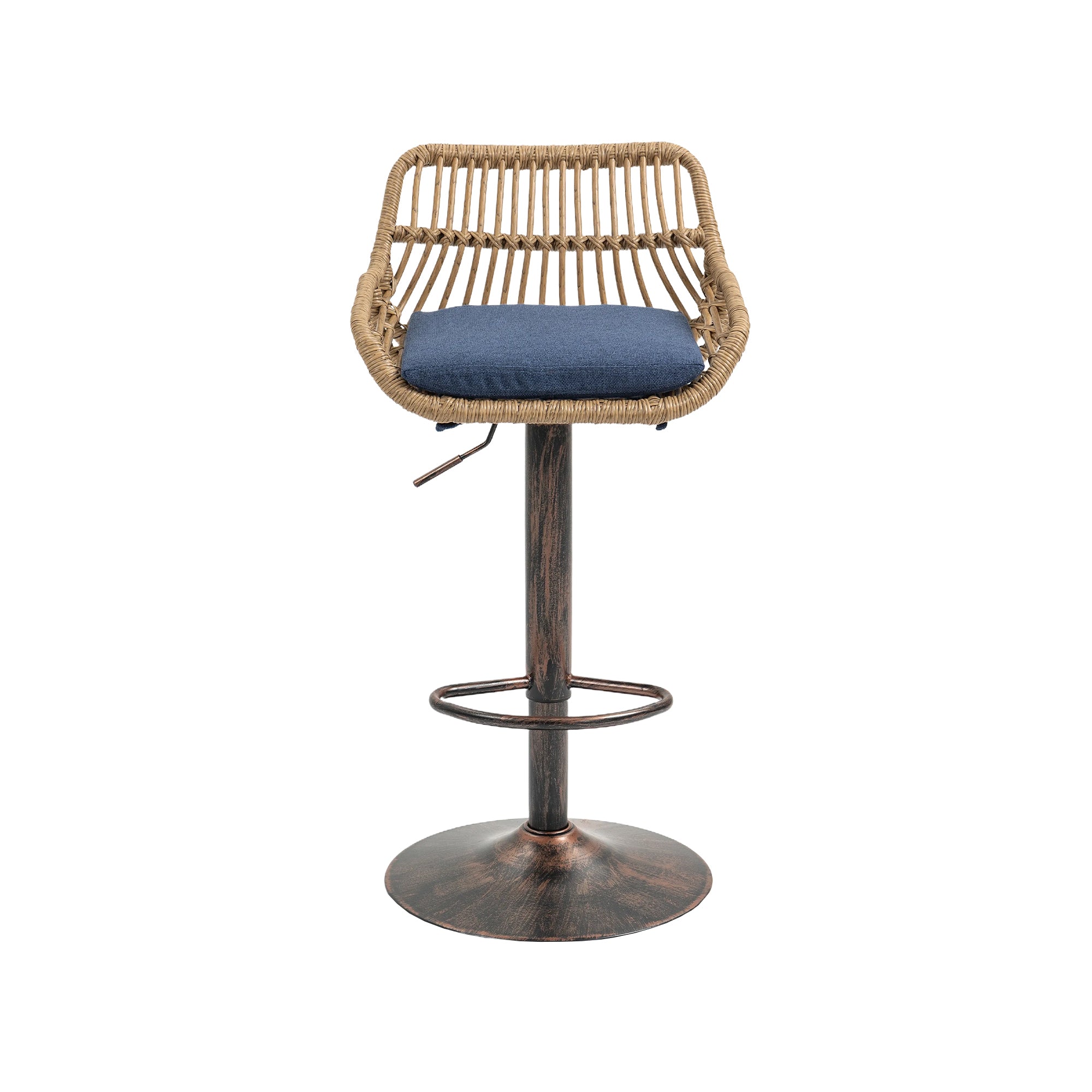 COOLMORE Modern Swivel Bar Stools Set of 2 Adjustable Counter Height Chairs with Footrest Blue Linen - Grand Goldman Shop