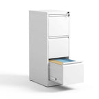 SteelCraft 3 Drawer Metal Vertical File Cabinet with Lock White Steel for A4 Legal/Letter Size - Grand Goldman