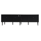 Black Rattan-inspired TV Stand with 3 Cabinets & 2 Drawers, MDF and Solid Wood Media Console for TVs up to 80'', Modern Living Room Entertainment Center - Grand Goldman Shop