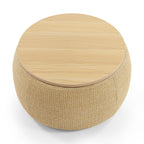 Round Storage Ottoman, 2 in 1 Function, Work as End table and Ottoman, Natural (25.5'x25.5'x14.5') - Grand Goldman Shop