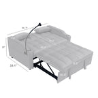 Modern Velvet Loveseat Futon Sofa Couch with Pullout Bed, Adjustable Backrest, Toss Pillows, Light Gray - Grand Goldman Shop