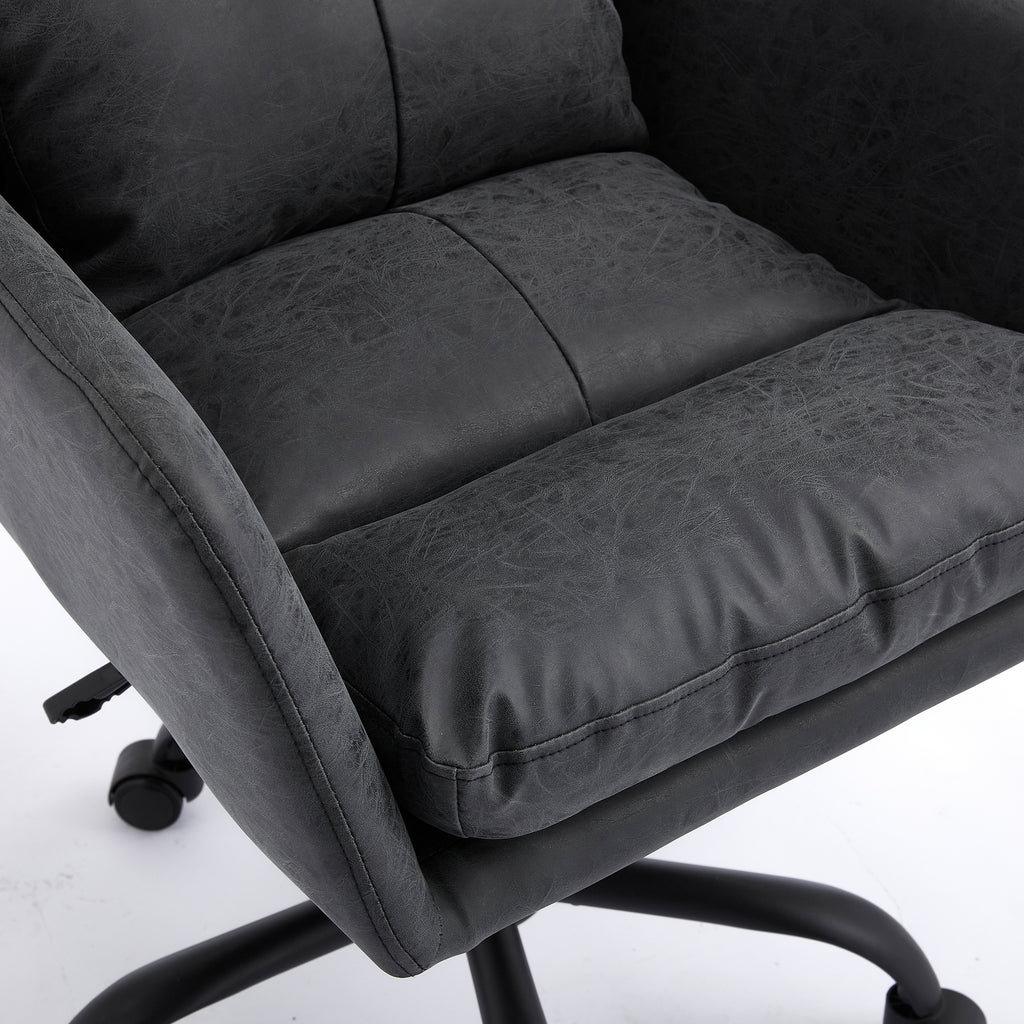 TY Adjustable Office Chair, Ergonomic Swivel Chair, Black Leather, Comfortable for Long Sitting, Versatile Home and Office Us