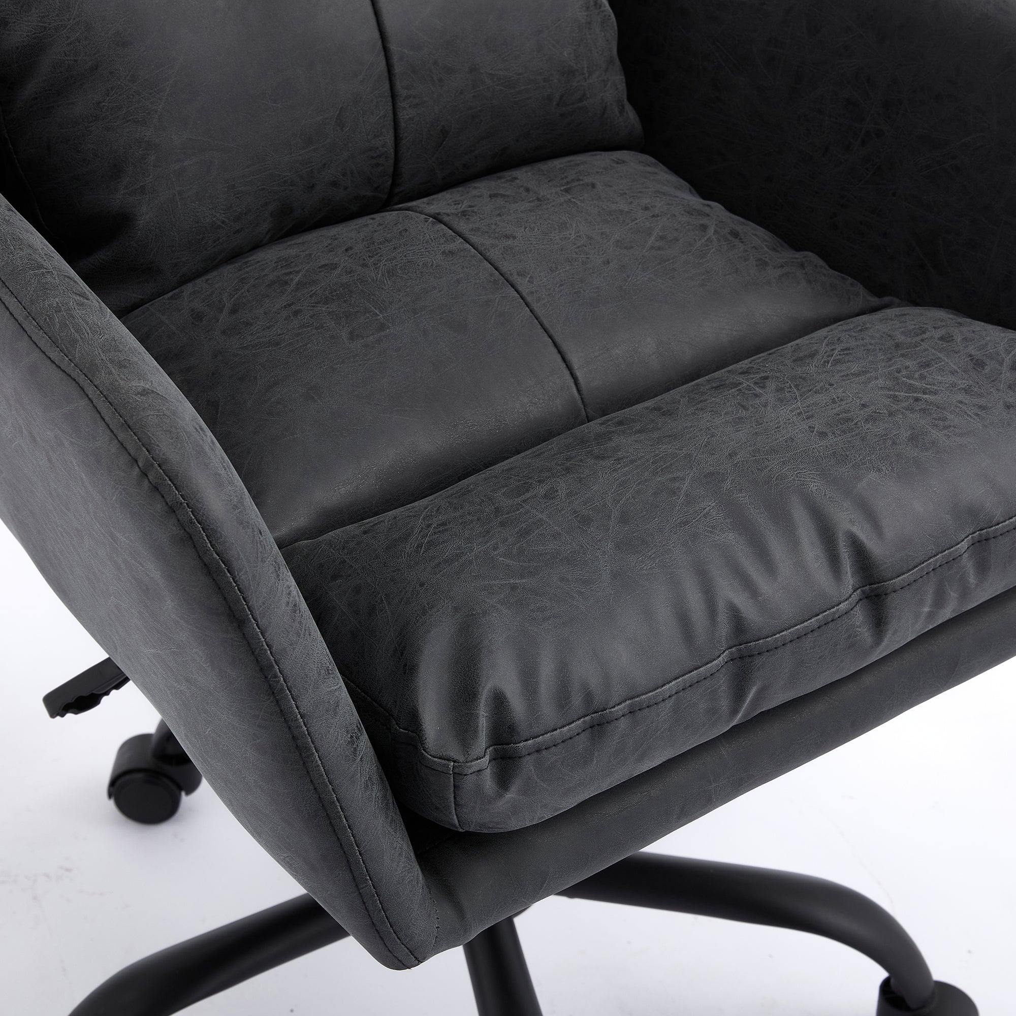 TY Adjustable Office Chair, Ergonomic Swivel Chair, Black Leather, Comfortable for Long Sitting, Versatile Home and Office Us