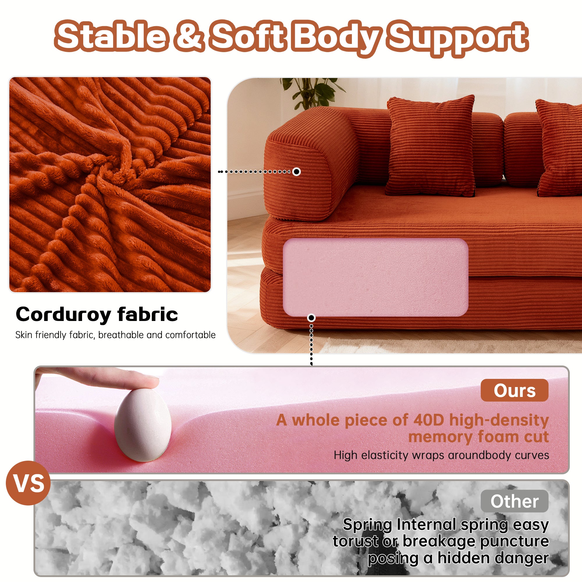 Floor Couch,Compressed Sofa,Convertible Floor Sofa Bed with Convertible Blanket Pillow,Enhanced frame stability,Comfy Couch Lounge Sleeper Bed,for Living Room Bedroom - Grand Goldman Shop