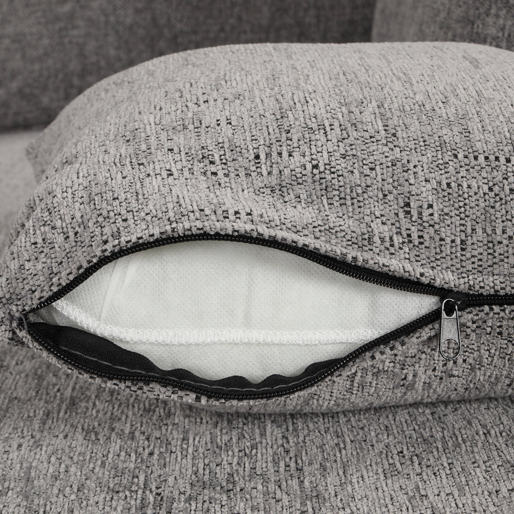 U-shaped Sectional Sofa Pull out Sofa Bed with USB Ports, Power Sockets, Storage Chaise, Light Gray Chenille, 108.6' - Grand Goldman Shop