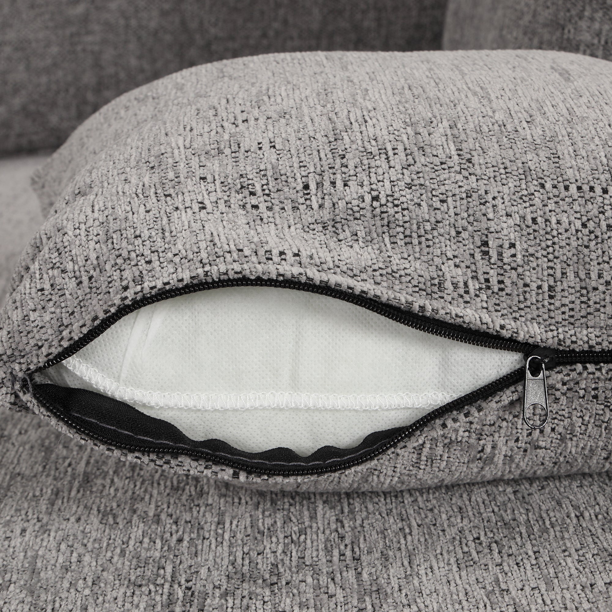 U-shaped Sectional Sofa Pull out Sofa Bed with USB Ports, Power Sockets, Storage Chaise, Light Gray Chenille, 108.6' - Grand Goldman Shop