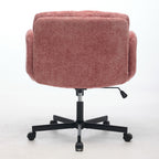 Modern Chenille Swivel Office Chair, Height Adjustable Task Chair with Convertible Multi-Position Armrests, Comfy Double Cush