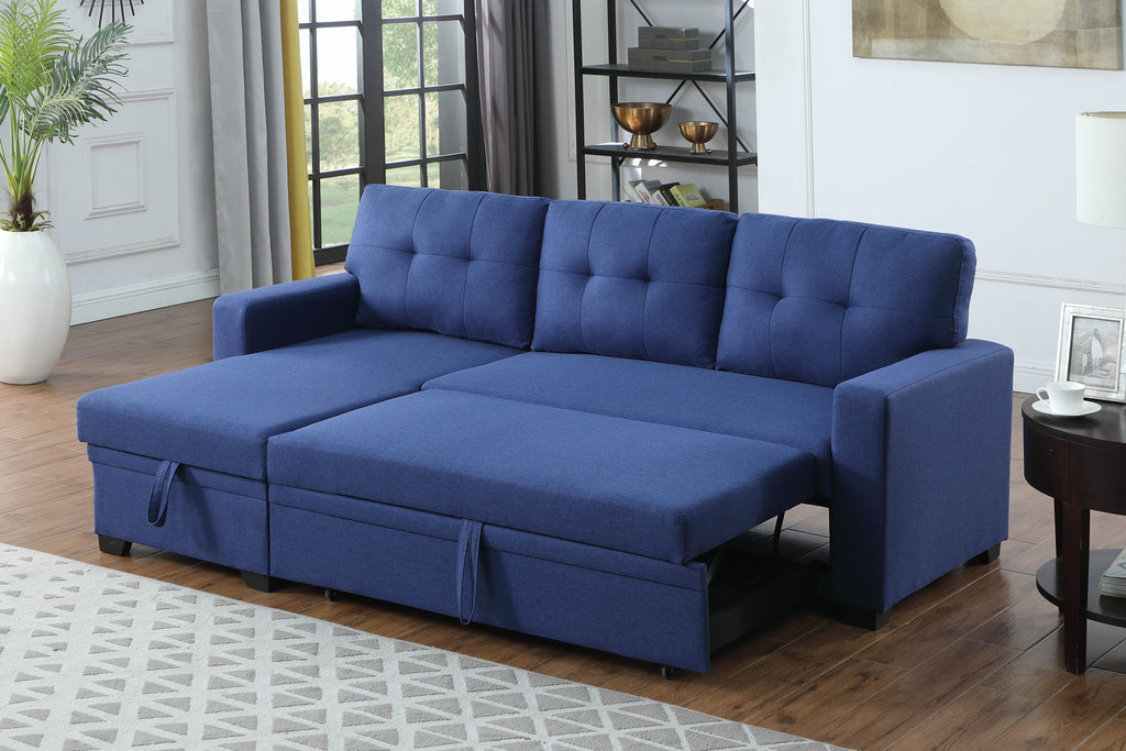 Upholstered Pull out Sectional Sofa with Chaise - Grand Goldman Shop