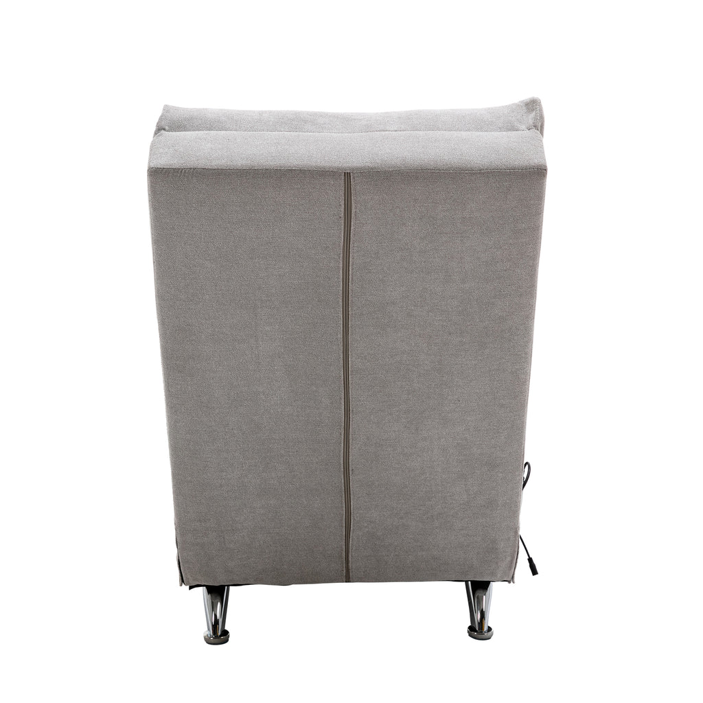 Light Grey Linen Massage Chaise Lounge Indoor with Remote Control, Ergonomic Electric Massage Lounger with 5 Modes - Grand Goldman Shop