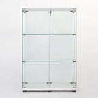 Two Door Glass Cabinet Glass Display Cabinet with 3 Shelves, White - Grand Goldman Shop